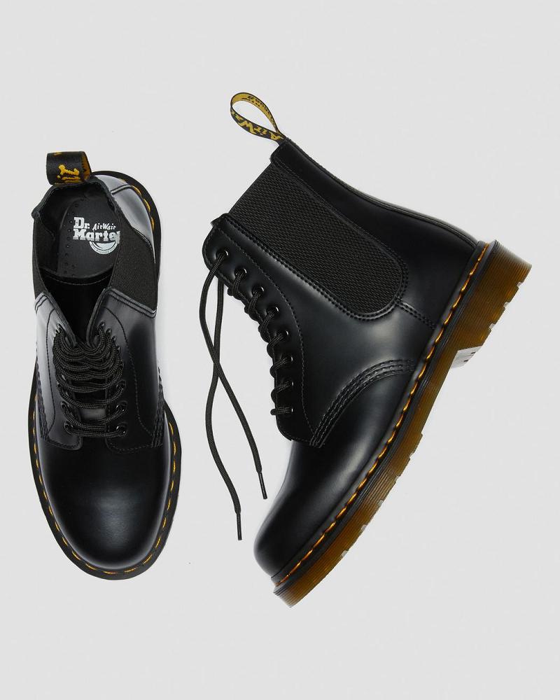 Black Men's Dr Martens 1460 Harper Smooth Leather Lace Up Boots | CA 515KOR